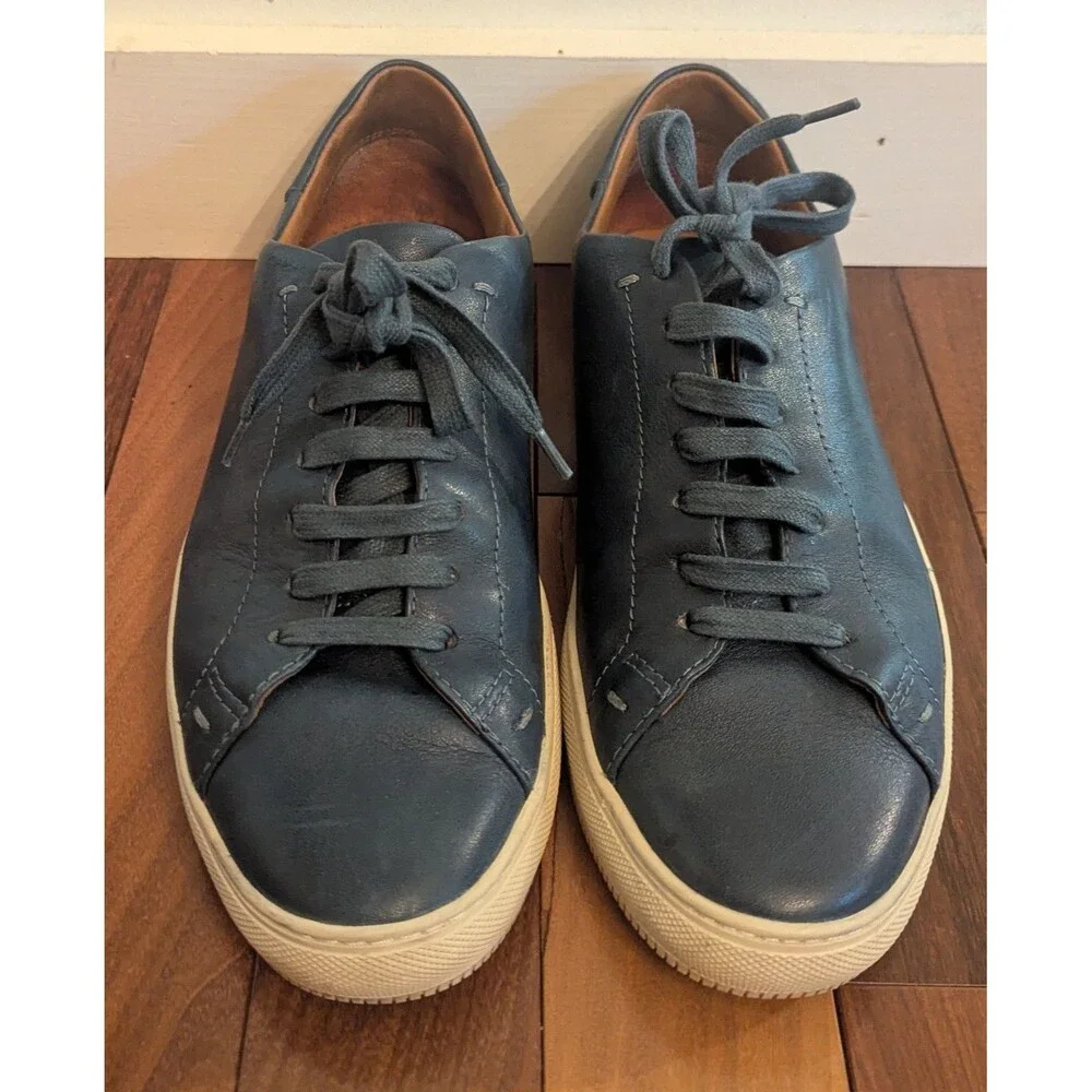 Frye Men's Astor Low Lace Leather Sneaker Sea pine Mens 9